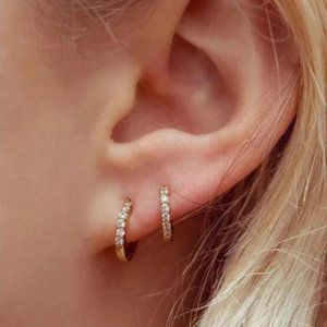 Gold 2pc Rhinestone Earrings